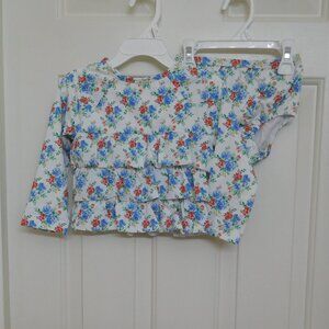 NWT 2pc Janie and Jack Floral Ruffled Rashguard Swimsuit sz 18-24 Months